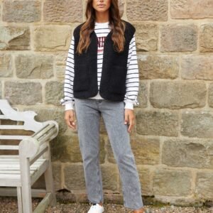 Women's Black Reversible Fleece Borg Gilet